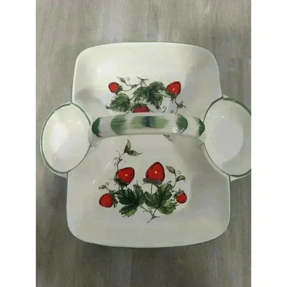 Vintage Shafford Japan Strawberry Patch Serving Caddy‎ Tray Basket Cottage - Picture 1 of 2